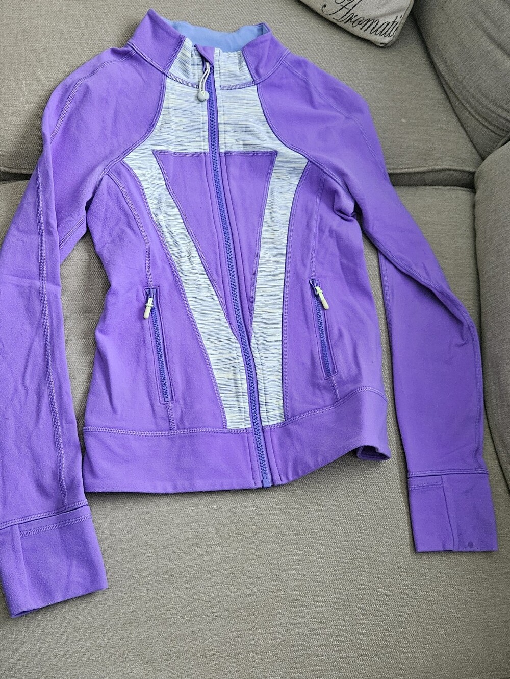 Ivivva By LULULEMON Girls Purple Active Zip Jacket with Heather Panel